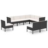 vidaXL 9 Piece Garden Lounge Set with Cushions Poly Rattan Black