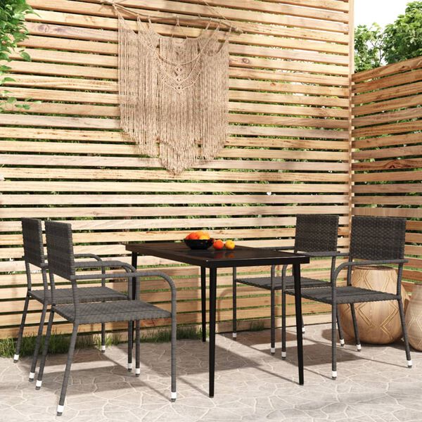 vidaXL 5 Piece Garden Dining Set Grey