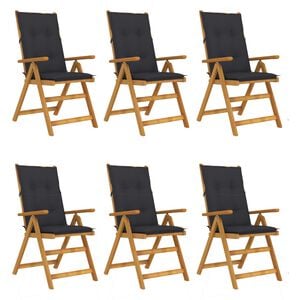 vidaXL Folding Chairs 6 pcs with Cushions Solid Acacia Wood