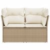 vidaXL Garden Sofa with Cushions 2-Seater Beige Poly Rattan