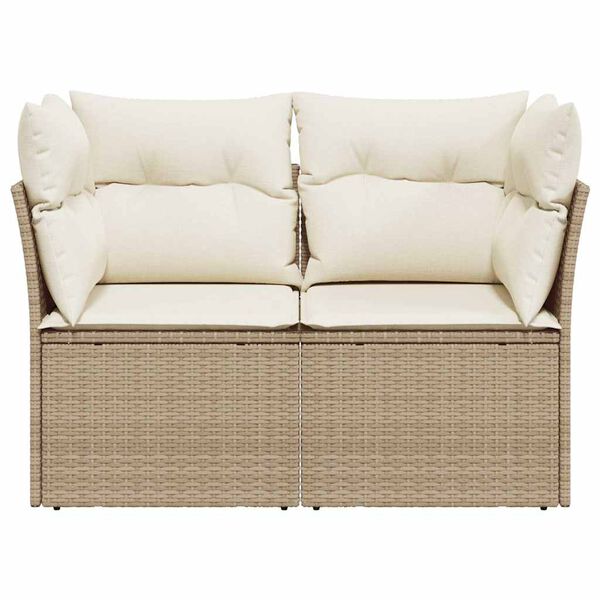 vidaXL Garden Sofa with Cushions 2-Seater Beige Poly Rattan