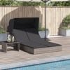 vidaXL Double Sun Lounger with Canopy and Cushions Grey Poly Rattan