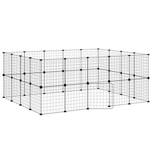 vidaXL 36-Panel Pet Cage with Door Black 175x140x70 cm Steel