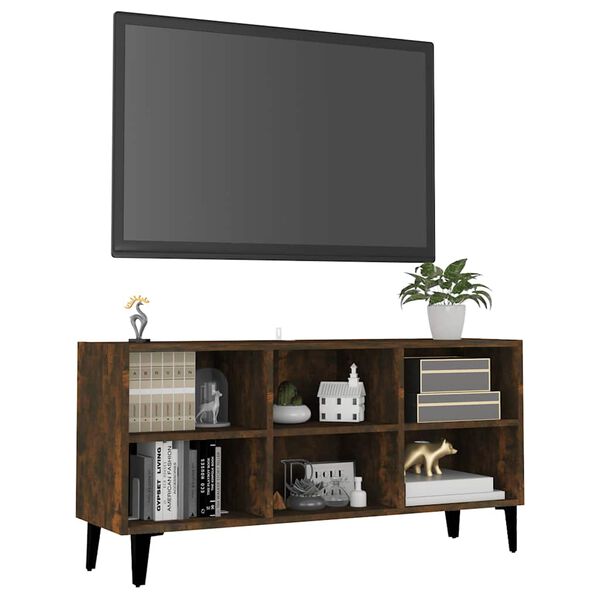 vidaXL TV Cabinet with Metal Legs Smoked Oak 103.5x30x50 cm