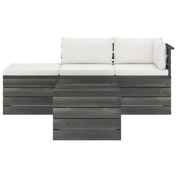 vidaXL 4 Piece Garden Pallet Lounge Set with Cushions Solid Pinewood