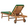 vidaXL Sun Lounger with Cushion Solid Teak Wood Green
