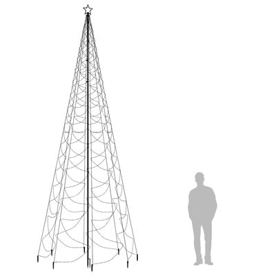 vidaXL Christmas Tree with Metal Post 1400 LEDs Cold White 5 m