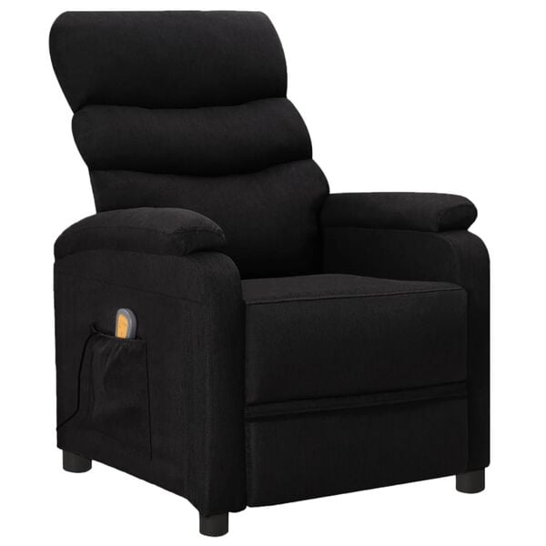 vidaXL Wing Back Massage Reclining Chair Black Faux Leather