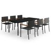 vidaXL 7 Piece Garden Dining Set Black