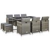 vidaXL 11 Piece Outdoor Dining Set with Cushions Poly Rattan Grey