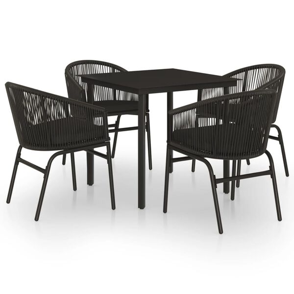vidaXL 5 Piece Garden Dining Set Black