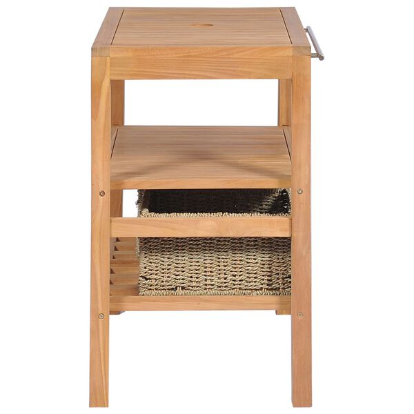 vidaXL Bathroom Vanity Cabinet with 2 Baskets Solid Teak 74x45x75 cm