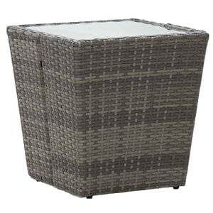 vidaXL Tea Table Grey 41,5x41,5x43 cm Poly Rattan and Tempered Glass