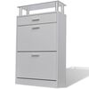 vidaXL Shoe Cabinet with a Drawer and a Top Glass Shelf Wood White