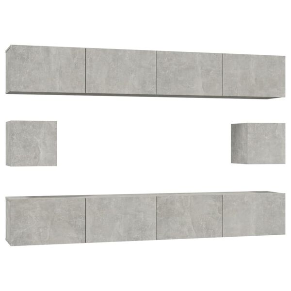vidaXL 6 Piece TV Cabinet Set Concrete Grey Engineered Wood