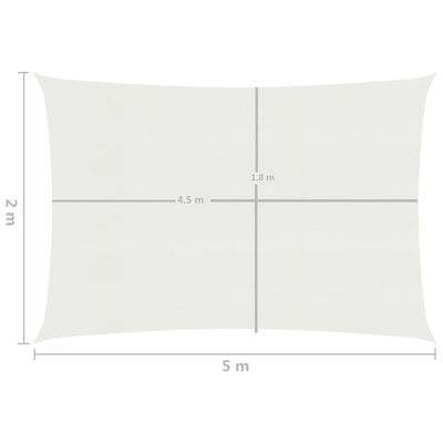 vidaXL Sunshade Sail 160 g/m² White 2x5 m HDPE