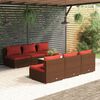 vidaXL 7 Piece Garden Lounge Set with Cushions Poly Rattan Brown