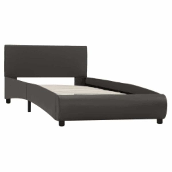 vidaXL Bed Frame with LED without Mattress Grey Faux Leather 90x200 cm
