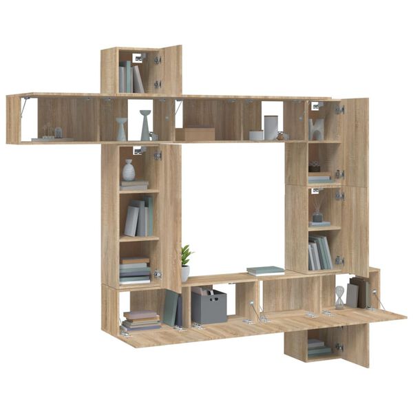 vidaXL 9 Piece TV Cabinet Set Sonoma Oak Engineered Wood