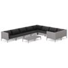 vidaXL 10 Piece Garden Lounge Set with Cushions Poly Rattan Dark Grey