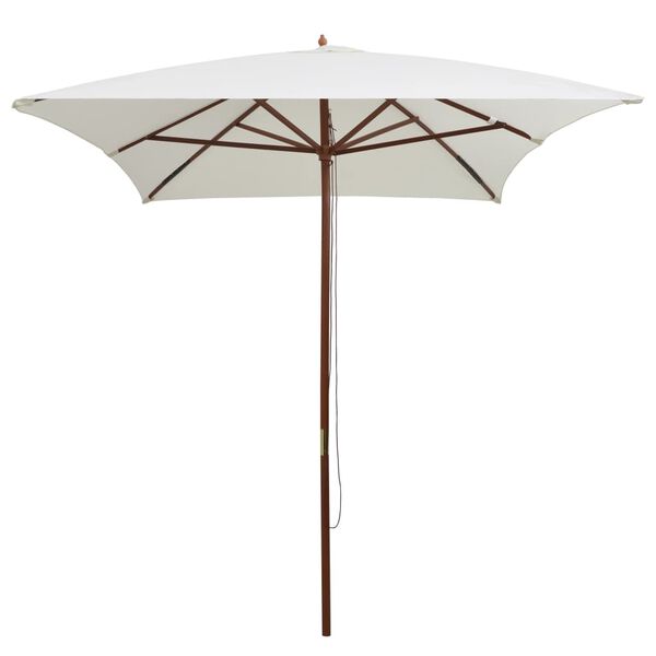 vidaXL Garden Parasol 200x300 cm Wooden Pole Cream White