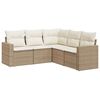 vidaXL 5 Piece Garden Sofa Set with Cushions Beige Poly Rattan