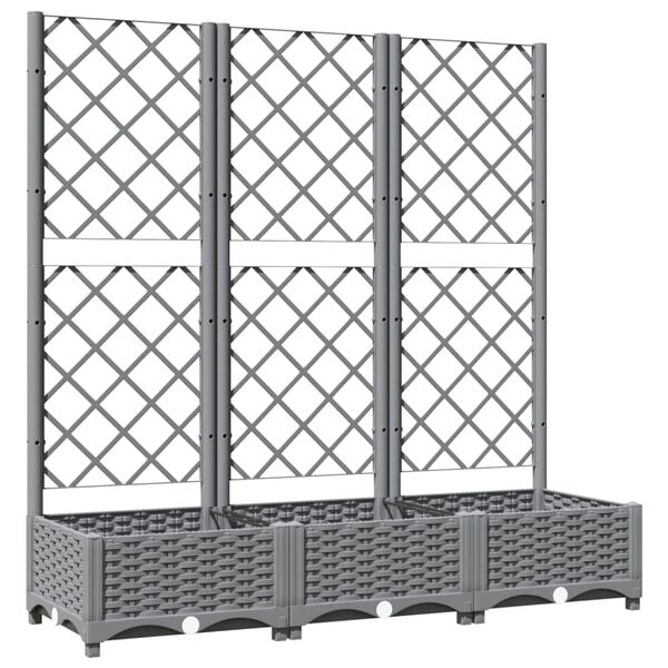 vidaXL Garden Planter with Trellis Light Grey 120x40x121.5 cm PP