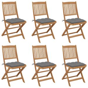vidaXL Folding Chairs 6 pcs with Cushions Solid Acacia Wood