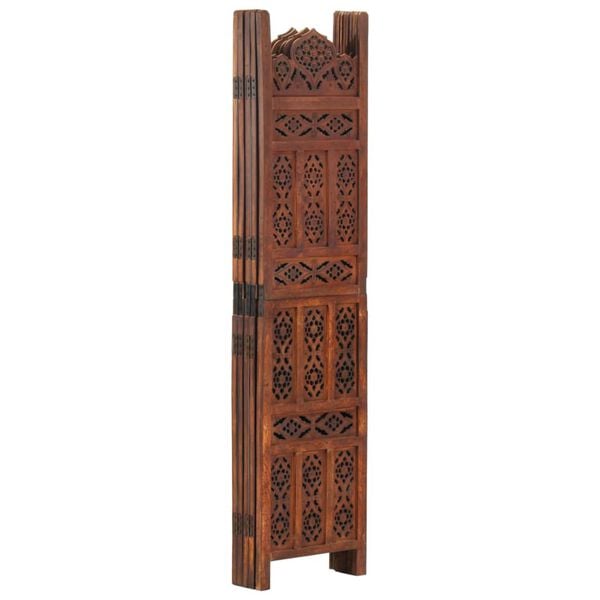 vidaXL Hand carved 5-Panel Room Divider Brown 200x165 cm Solid Mango Wood
