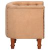 vidaXL Tub Chair Brown Real Leather and Solid Mango Wood