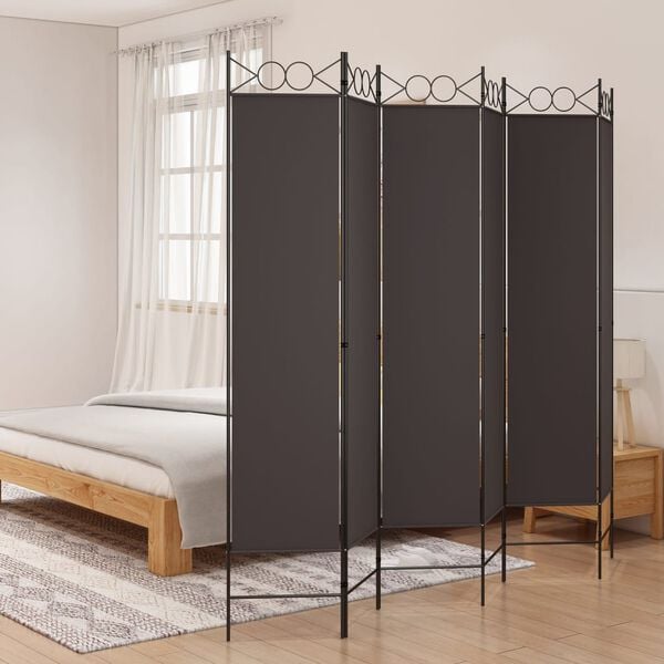 vidaXL 6-Panel Room Divider Brown 240x200 cm Fabric
