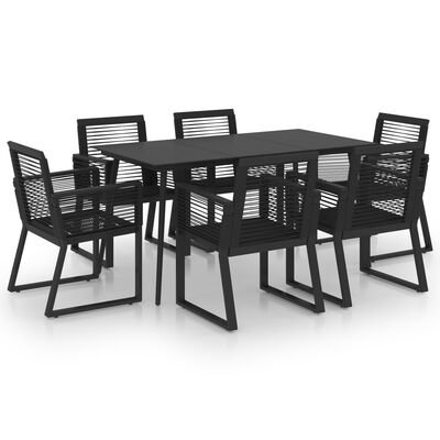 vidaXL 7 Piece Outdoor Dining Set PVC Rattan Black