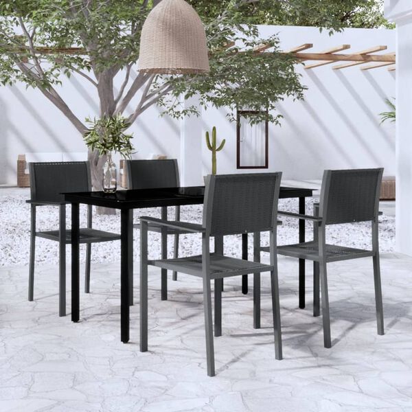 vidaXL 5 Piece Garden Dining Set Black