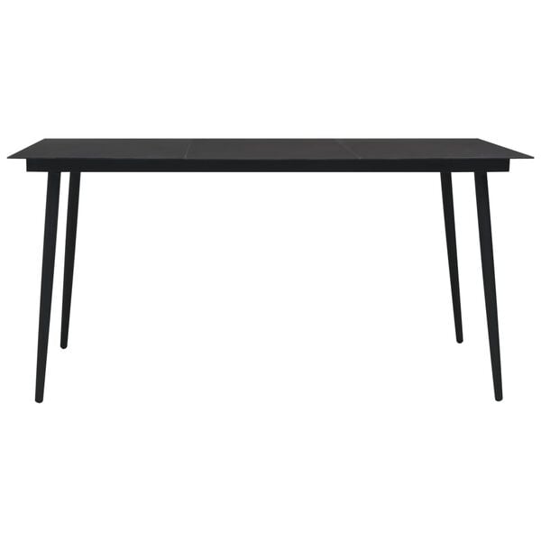 vidaXL Garden Dining Table Black 190x90x74 cm Steel and Glass