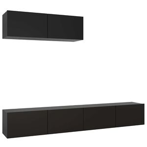 vidaXL 3 Piece TV Cabinet Set Black Engineered Wood