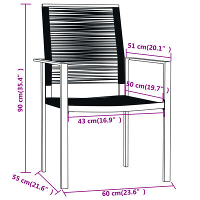 vidaXL 5 Piece Garden Dining Set Black