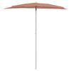vidaXL Garden Half Parasol with Pole 180x90 cm Terracotta
