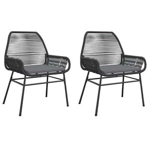 vidaXL Garden Chairs 2 pcs with Cushions Black Poly Rattan