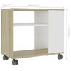 vidaXL Side Table White and Sonoma Oak 70x35x55 cm Engineered Wood