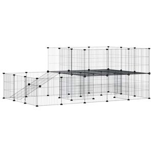 vidaXL Pet Cage | Black | Powder-coated steel | Adjustable up to 35x35 cm panels