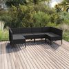 vidaXL 6 Piece Garden Lounge Set with Cushions Poly Rattan Black