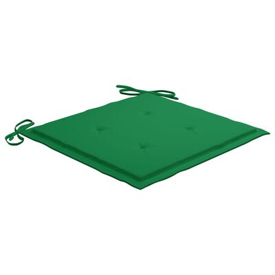 vidaXL 3 Piece Bistro Set with Green Cushions Solid Teak Wood