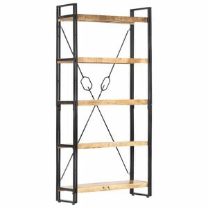 vidaXL Bookcase | Natural mango wood and black steel