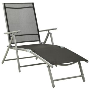 vidaXL Sun Lounger | Black and Silver | Aluminium, Textilene | Standard