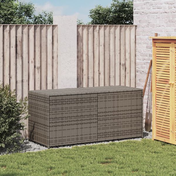 vidaXL Garden Storage Box Grey 283L Poly Rattan