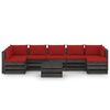 vidaXL 8 Piece Garden Lounge Set with Cushions Grey Impregnated Wood