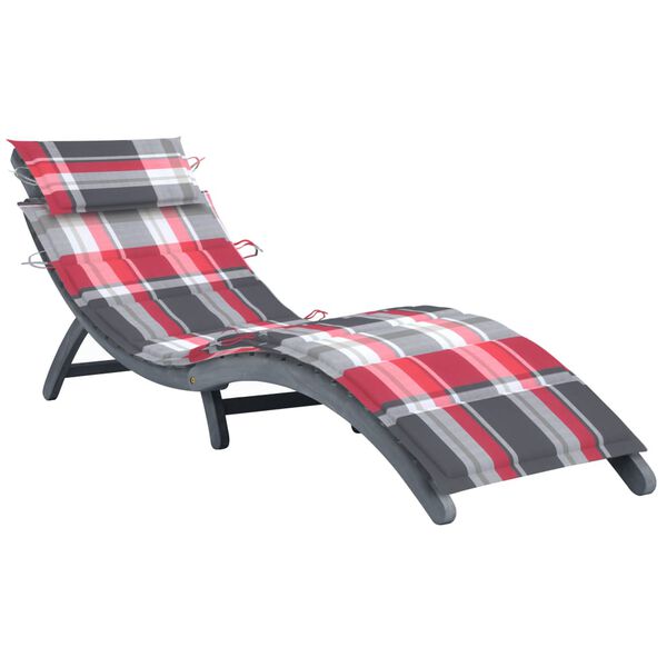vidaXL Sun Lounger with Cushion Grey Solid Acacia Wood