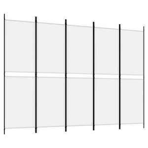 vidaXL 5-Panel Room Divider White 250x180 cm Fabric