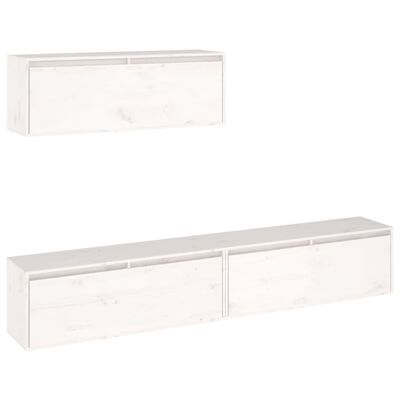 vidaXL TV Cabinets 3 pcs White Solid Wood Pine