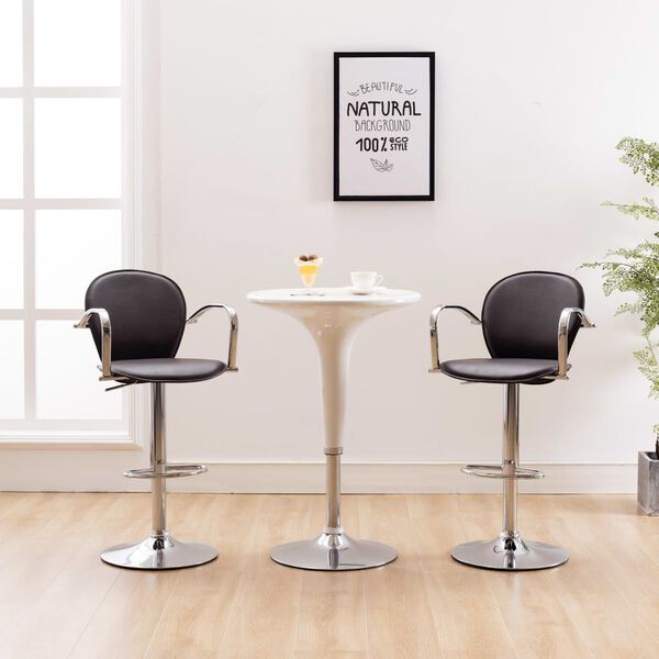 vidaXL Bar Stools with Armrest 2 pcs Brown Faux Leather